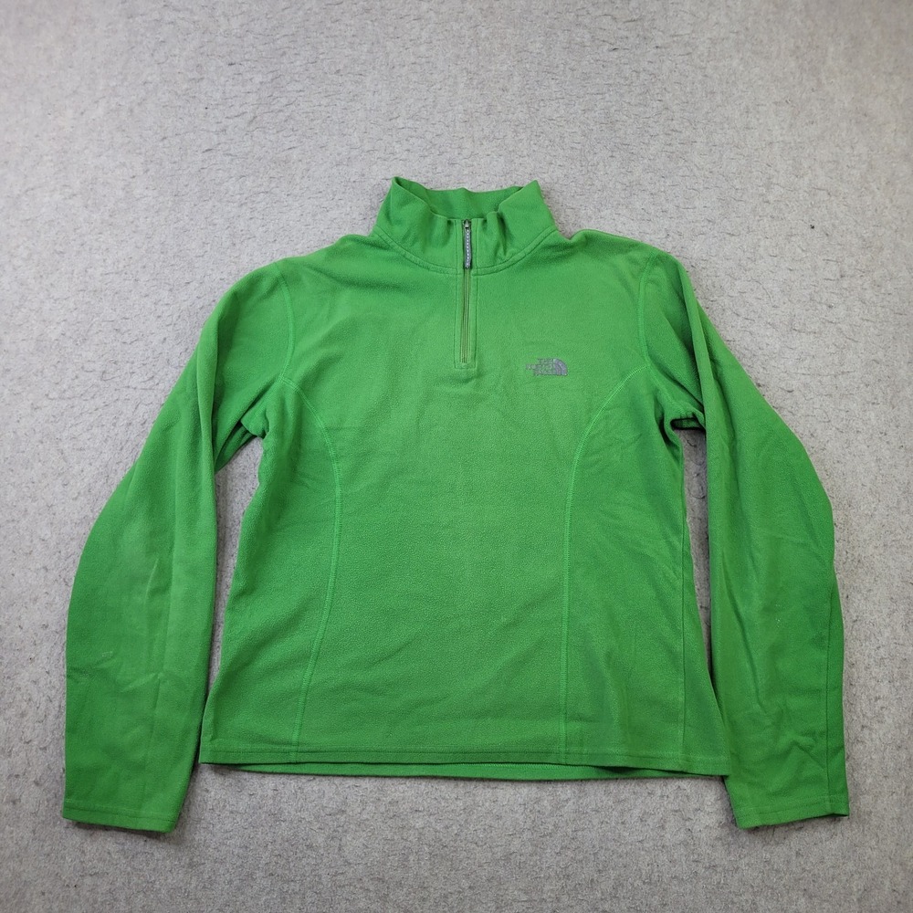 The North Face Fleece 1/4 Zip Pullover Womens M‎ Green Mock Neck Outdoor Hiking